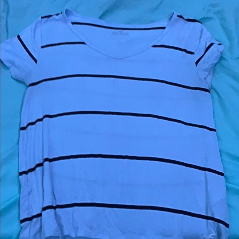 blue stripe flowy shirt
